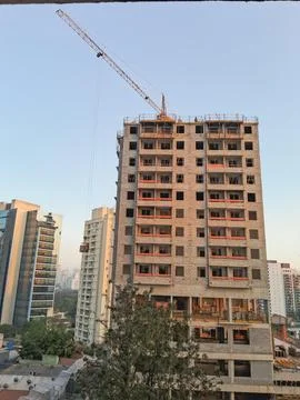 Details of the progress of a building construction. Stock Photos