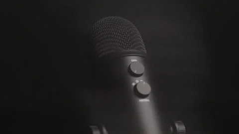 Details of a Recording Microphone in a Dark Studio Stock Footage 270316604