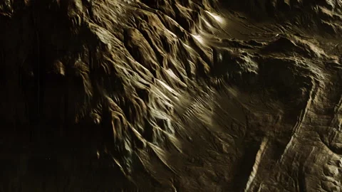 Details of rocky surface on an unknown planet captured from space Stock Footage 345011942