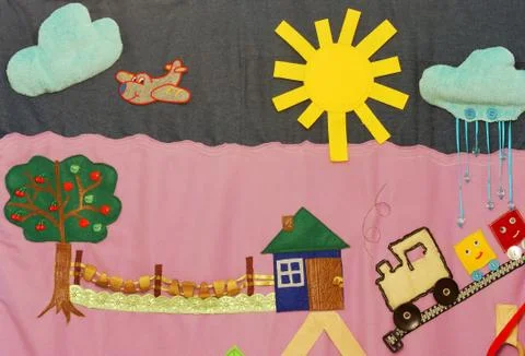 Details of soft creative mat for development of child Stock Photos