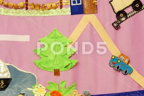 Details of soft creative mat for development of child Stock Photos