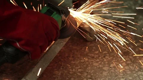 Details of Sparks from a Grinder Stock Footage 77688686