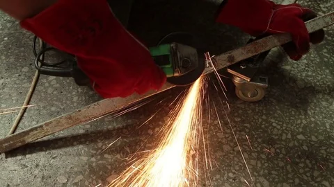 Details of Sparks from a Grinder Stock Footage 77688919