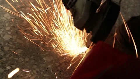 Details of Sparks from a Grinder Stock Footage 77689054