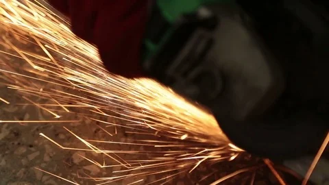 Details of Sparks from a Grinder Stock Footage 77689231
