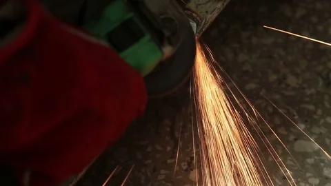 Details of Sparks from a Grinder Stock Footage 77689539