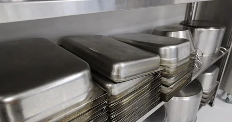 Details with stainless steel kitchen kitchenware Stock Footage 327580754