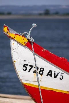 Details of the Traditional Moliceiro Boats used by Fisherman in Ria de Ave... Stock Photos