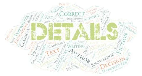 Details typography word cloud create with the text only Stock Illustration