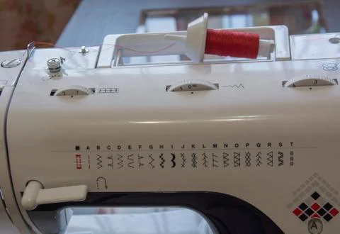 Details of the white sewing machine Stock Photos