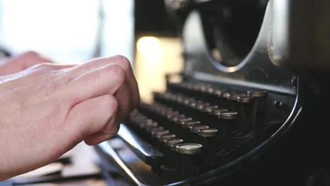Details of writing on old interwar classic mechanical typewriter Stock Footage 325908172