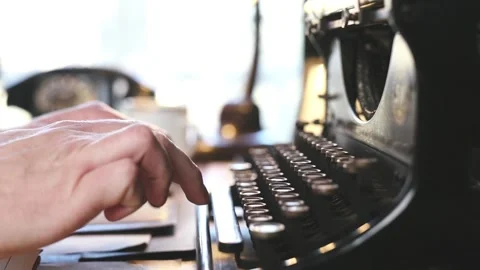 Details of writing on old interwar classic mechanical typewriter Stock Footage 325908230