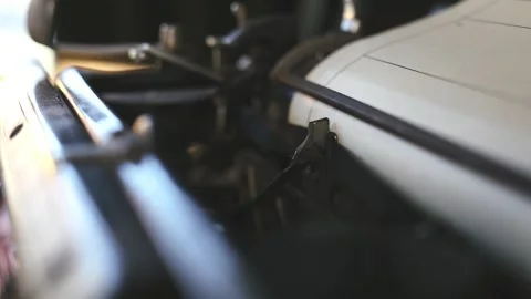 Details of writing on old interwar classic mechanical typewriter Stock Footage 325908234