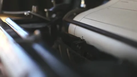 Details of writing on old interwar classic mechanical typewriter Stock Footage 325908257
