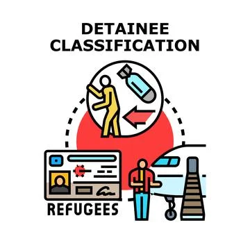 Detainee classification system separating refugees and security threats Stock Illustration