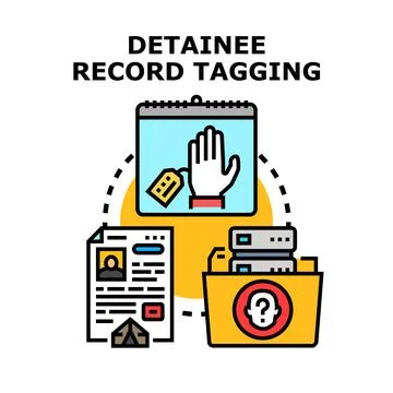Detainee record tagging process with personal information Ilustración de archivo