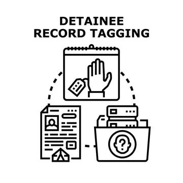 Detainee record tagging process with personal information Stock Illustration