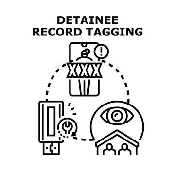 Detainee record tagging system with data management Stock Illustration