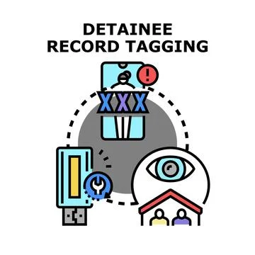 Detainee record tagging system with data management Ilustración de archivo