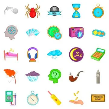 Detect time icons set, cartoon style Stock Illustration