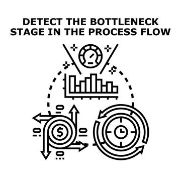 Detecting bottleneck in business process flow analysis Illustrazione stock