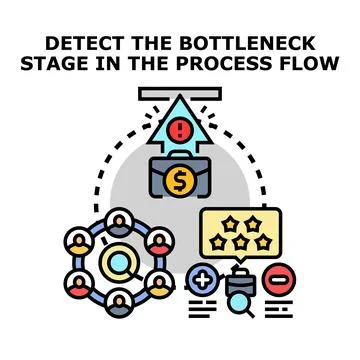 Detecting bottleneck stage in business process flow Stock Illustration