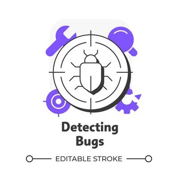 Detecting bugs flat outline concept icon Illustrazione stock