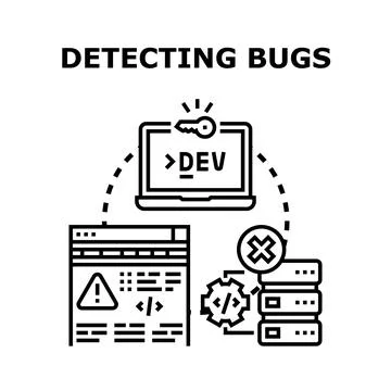Detecting bugs in system development and code analysis Illustrazione stock