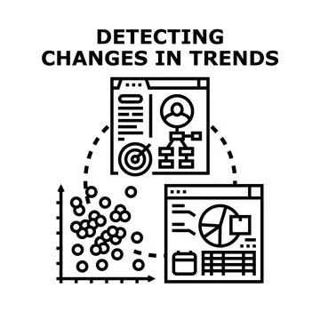 Detecting changes in trends in business analysis Stock Illustration