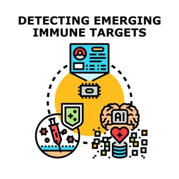 Detecting emerging immune targets concept for research and therapy Stock Illustration