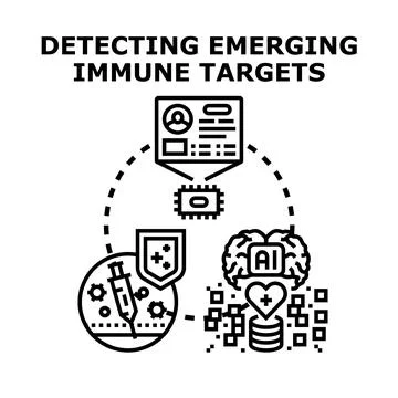 Detecting emerging immune targets concept for research and therapy Stock Illustration