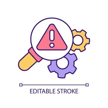 Detecting errors and mistakes in workflow process RGB color icon Stock-Illustration