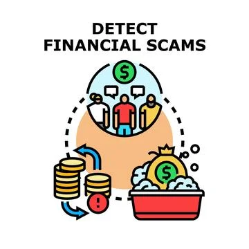 Detecting financial scams avoiding money laundering schemes Stock Illustration