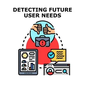 Detecting future user needs concept for product development Illustrazione stock
