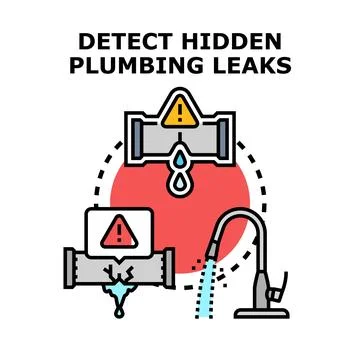 Detecting hidden plumbing leaks concept vector creating problems Ilustración de archivo