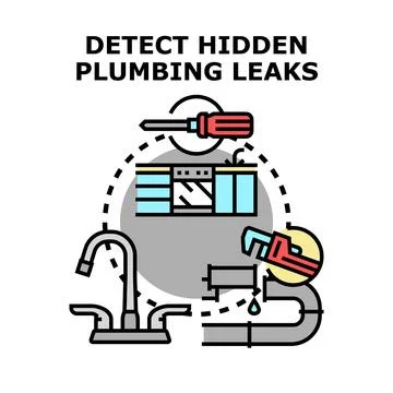 Detecting hidden plumbing leaks concept illustration Stock Illustration
