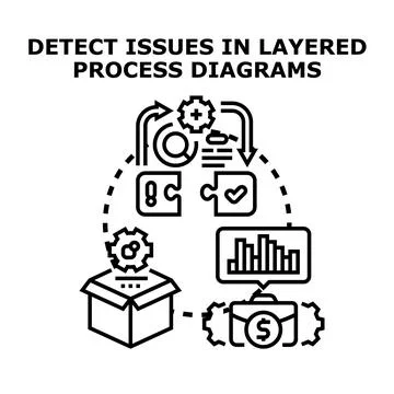 Detecting issues in layered process diagrams concept Stock Illustration