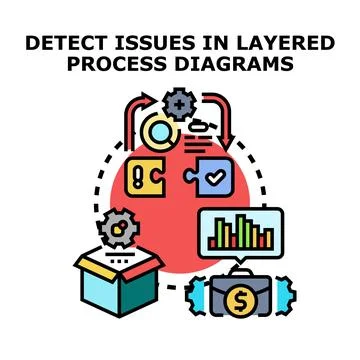 Detecting issues in layered process diagrams concept Stock Illustration