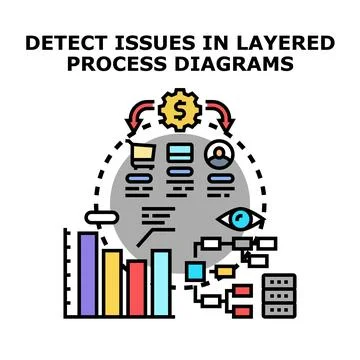 Detecting issues in layered process diagrams and business analytics Stock Illustration