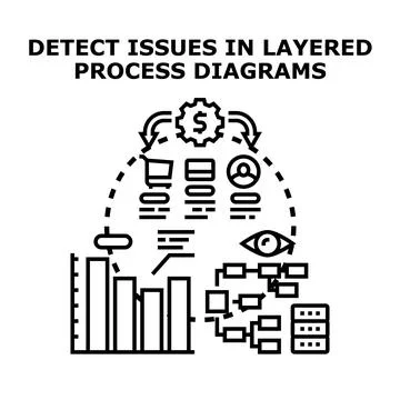 Detecting issues in layered process diagrams and business analytics Stock Illustration