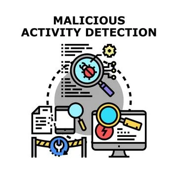 Detecting malicious activity in cybersecurity systems Stock Illustration