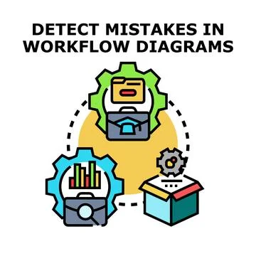Detecting mistakes in workflow diagrams vector concept Stock Illustration