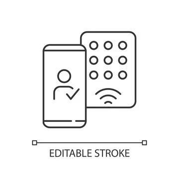 Detecting mobile credentials linear icon Stock Illustration