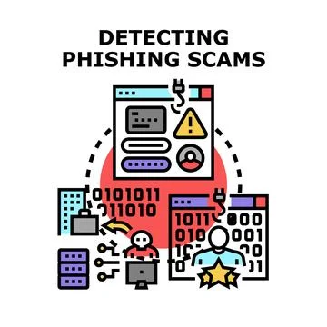Detecting phishing scams for online security and data protection Stock Illustration