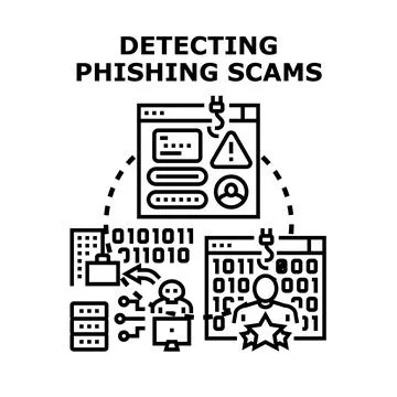 Detecting phishing scams for online security and data protection Stock Illustration