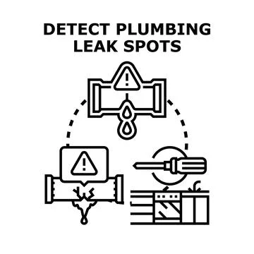 Detecting plumbing leak spots causing water damage Stock Illustration