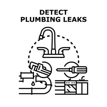Detecting plumbing leaks vector concept illustration Ilustração Stock
