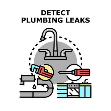 Detecting plumbing leaks vector concept illustration Ilustração Stock