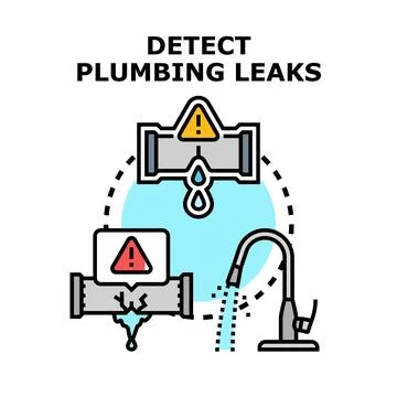 Detecting plumbing system water leaks and damage Stock Illustration