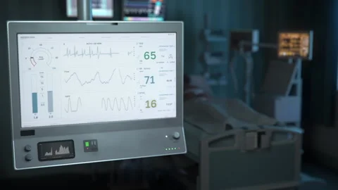 Detecting the rapid decline in the vital breathing rate of a hospital patient Vídeo Stock 253649656